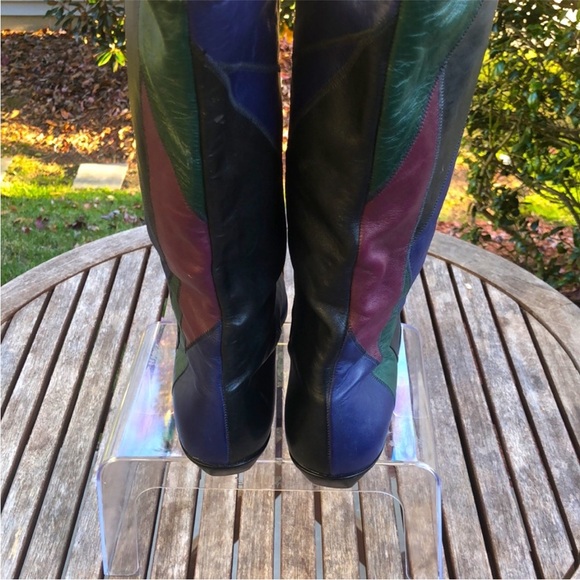 Vintage Leather Colorblock Boots Sz. 8 - Picture 8 of 8